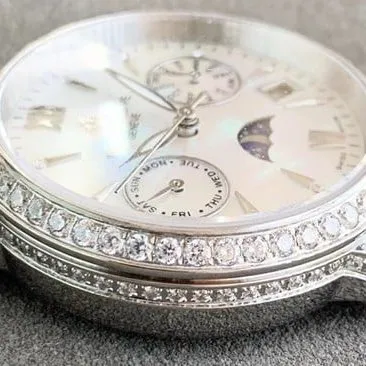 Patek Philippetop-tier watch fully automatic movement women's white dialleather strap front view