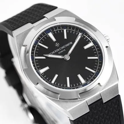 8F factory top-tier watch Vacheron Constantin ultra-thin series men's black dialrubber strap manual winding watch front view