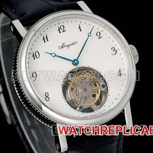 Breguet watch RMS factory classic white dialtourbillon mechanical leather strap model front live photo