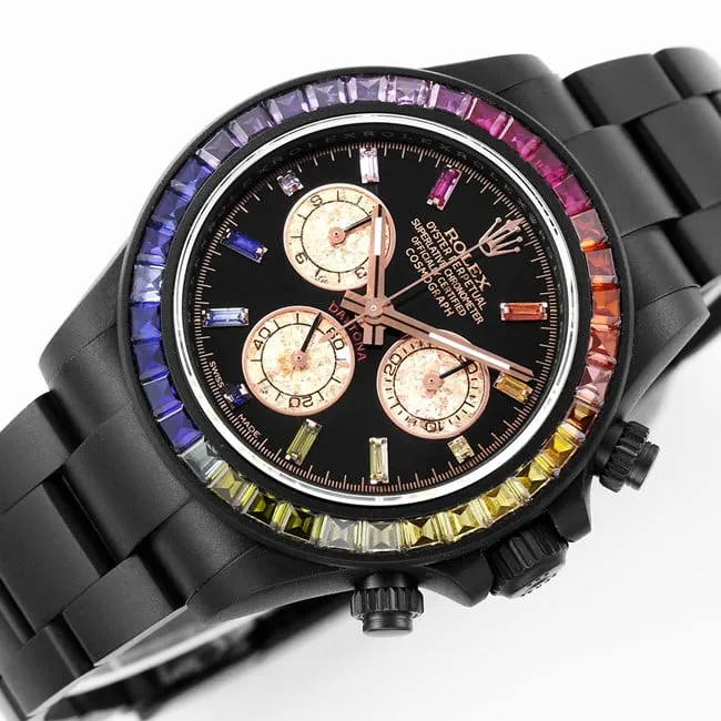 Daytona carbon black Rolex fully automatic movement Daytona series men's black dialsteel bracelet top-tier watch front view
