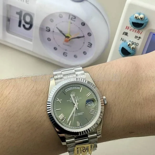 top-tier watch Day-DatePPM factory Rolex machinery green dialfront live photo