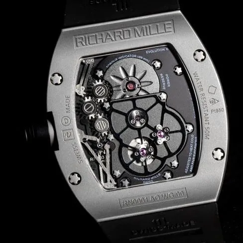 JB factory top-tier watch Richard Mille men's black dialrubber strapautomatic movementtourbillon watch movement picture