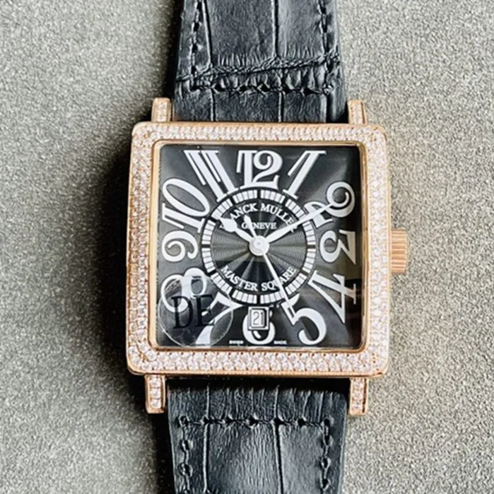top-tier watch Frank Muller men's black dial starry series leather strap watch front view