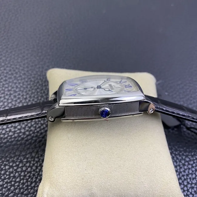 HG factory top-tier watch Breguet men's white dial black belt heritage series large date display automatic movementleather strap watch front view