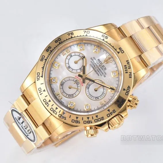 Factory C Rolex Daytona mother-of-pearl disk yellow goldsteel bracelet model m116508-0007side live photo