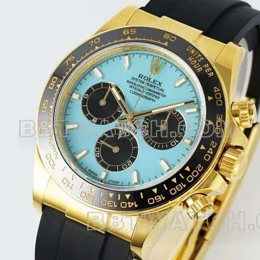 APS factory RolexDaytona1:1super cloneblue dialyellow gold shell rubber model 126518front live photo
