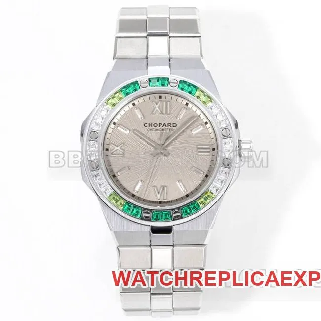 Chopard collectible watch GH factory snow mountain proud wing 41mm gray plate green sapphire crystaldiamond bezelfront live photo