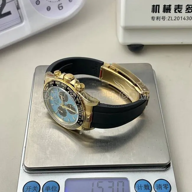 QF factory collectible watch DaytonaRolexblue dialyellow gold4131 mechanical wear live photos