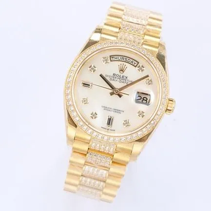 EW Factorytop-tier watch Rolex men's white dial gold band day displayDatejust2021 new automatic movement watch front view
