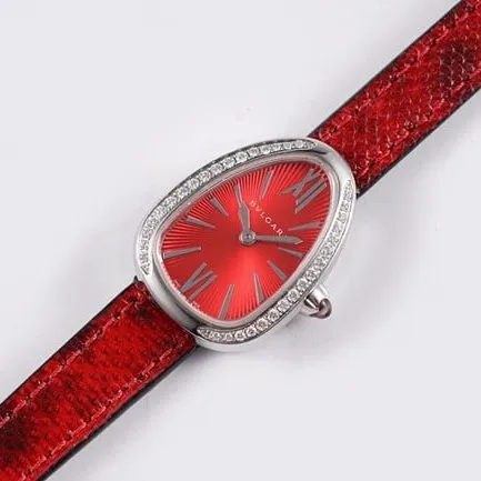 BV Factory Top collectible watches Bvlgari Quartz Serpenti Series Women's Red Strap Belt Watch Front View