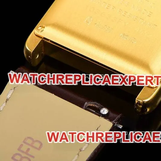 Cartier watch F1 factory tank white dialyellow gold case 2899MCmovementleather strap model front live photo