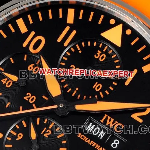 1:1replica watch pilot TWS factory IWC black dial orange rubber model front live photo