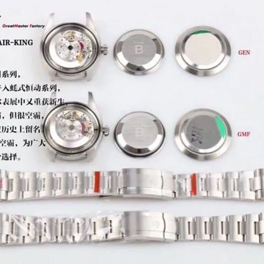 GMRolex Air King 116900-71200 real and fake comparison evaluation side view