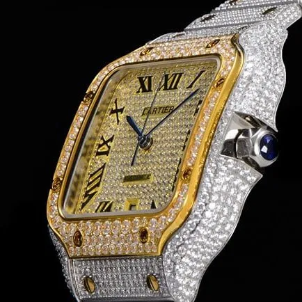 top-tier replicaCartierhigh-quality watch men's gold plate steel bracelet fully automatic movement starry sky tank series front view
