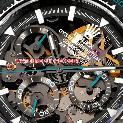 watch TW factory Rolex Daytona black dial black shell blue nylon bracelet front live photo