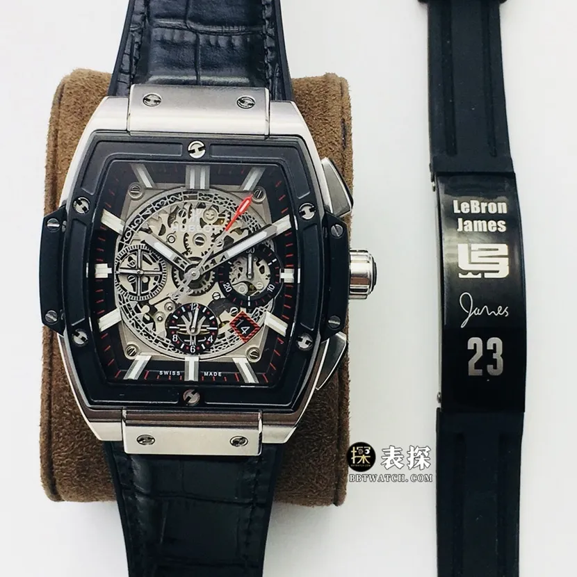 AB Big Bang Hublot1:1replica watch dark gray panda plate leather strap model 601.NM.0173.LR front view