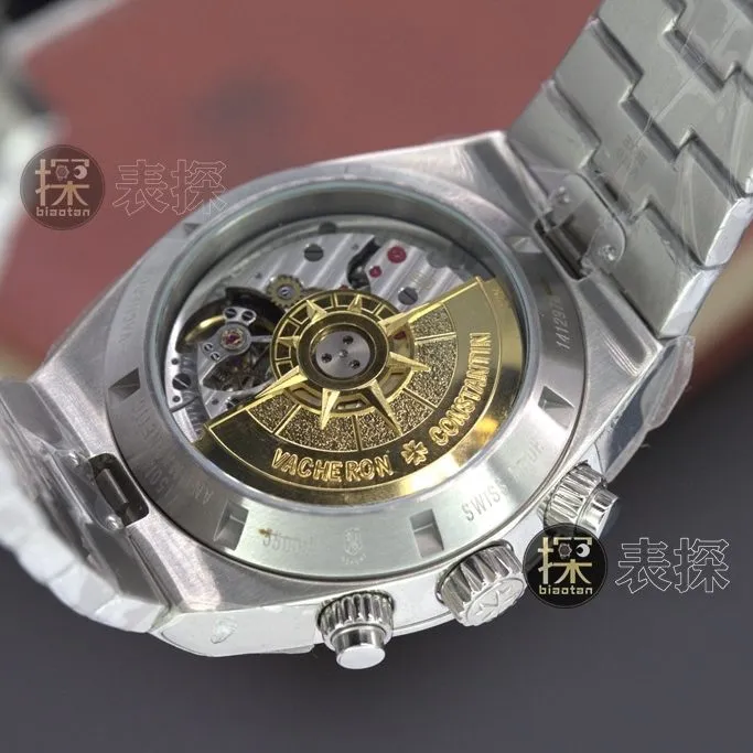 Vacheron Constantin1:1replica watch,8F white steel blue dialchronographlumesteel bracelet front view