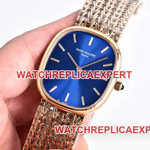 collectible watchesPatek PhilippeGOLDEN ELLIPSEblue dialrose gold5738caseback live photo