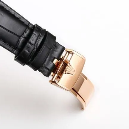 TWF factory top-tier watch Rolex men's white dial black belt Cellini series 50535 moon phaseleather strap watch front view