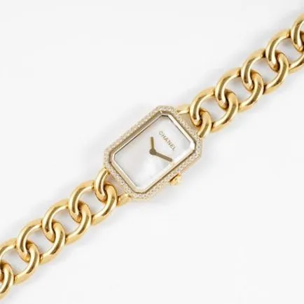 top-tier replicaChanel women's white dial gold steel braceletPremiere watch series quartz watch front view