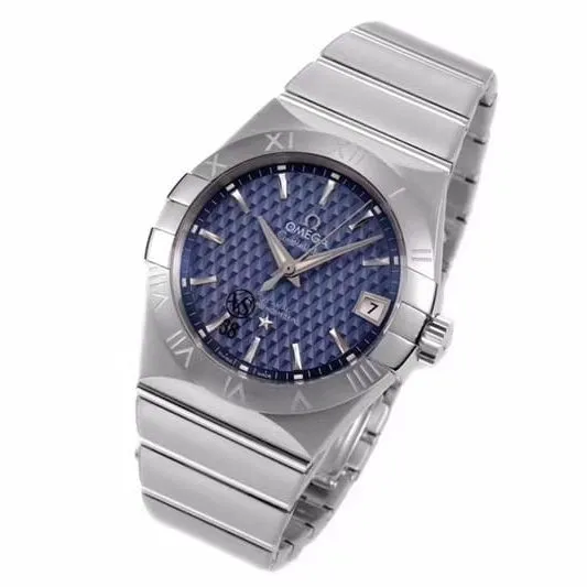 replicaOmega temperament blue dial date display vs constellation temperament 8500 mechanical watch side view