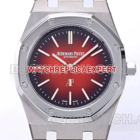 Audemars Piguet1:1replica watch ZF FactoryRoyal Oak smoked burgundy plate mechanical steel bracelet model 16202front live photo