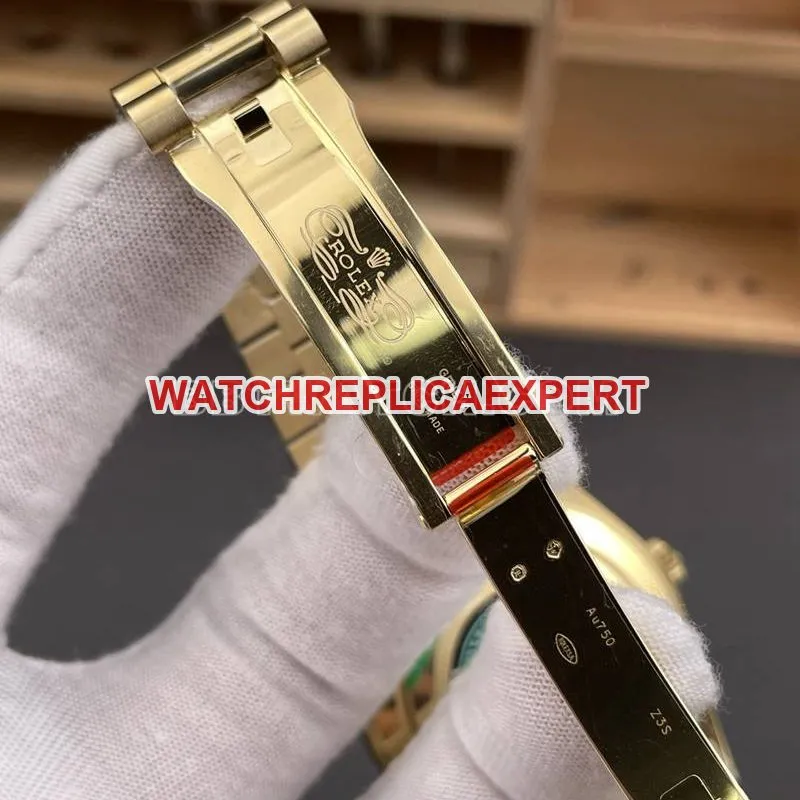 Rolex collectible watch RC factory Day-Date40mmblack dial3255yellow goldsteel bracelet front live photo