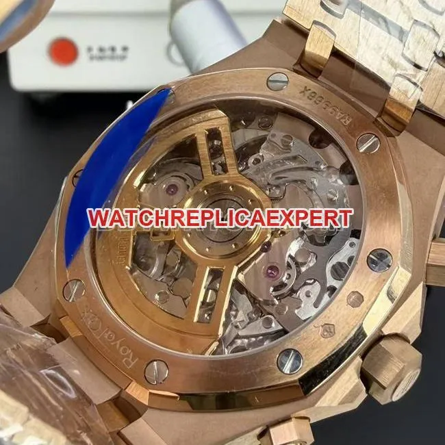 collectible watch APS factory Royal OakAudemars Piguetblack dialrose gold mechanical 26240braceletlive photos