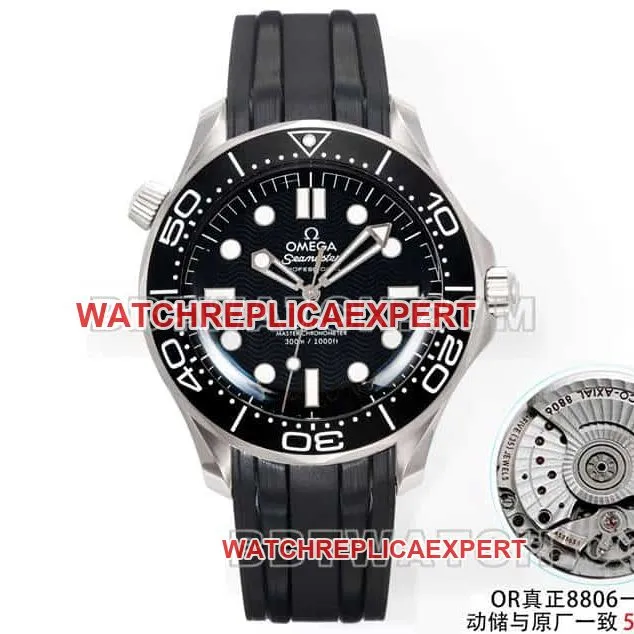 Omega1:1replica watch OR factory Seamaster 300m black dial mechanical steel bracelet front live photo