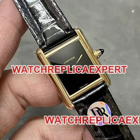 top-tier watch DR factory Cartier tank black dialquartz black braceletfront live photo