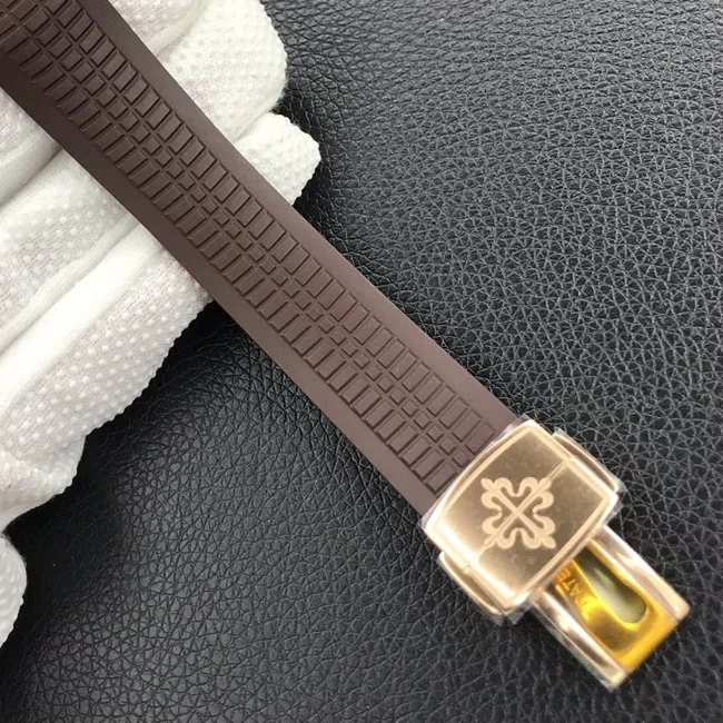 ZF Factorytop-tier watch Patek Philippe men's brown plate and brown belt Aquanaut series watch front view