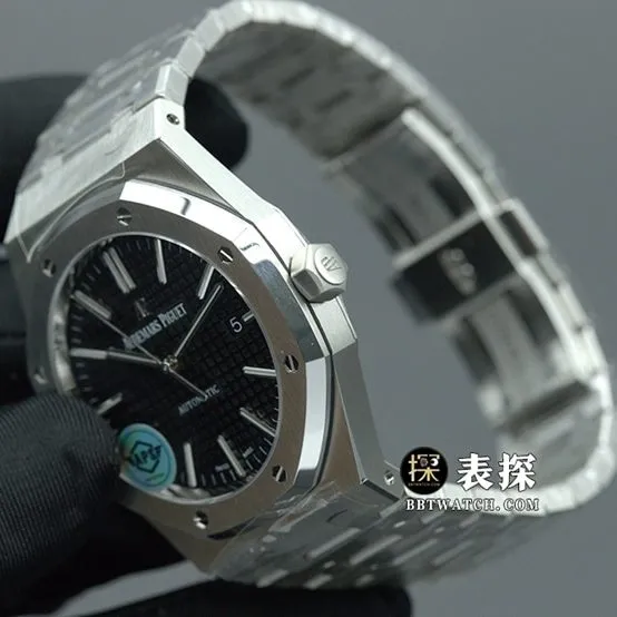 APS factory Audemars Piguet men's Royal Oak series watch black dialsteel bracelet model 15400ST.OO.1220ST.01front live photo
