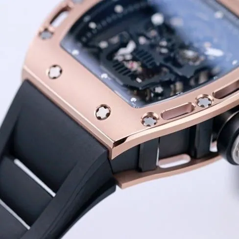JB factory Richard Milletop-tier watch genuine tourbillon men's black dialrubber strapautomatic movement watch front view