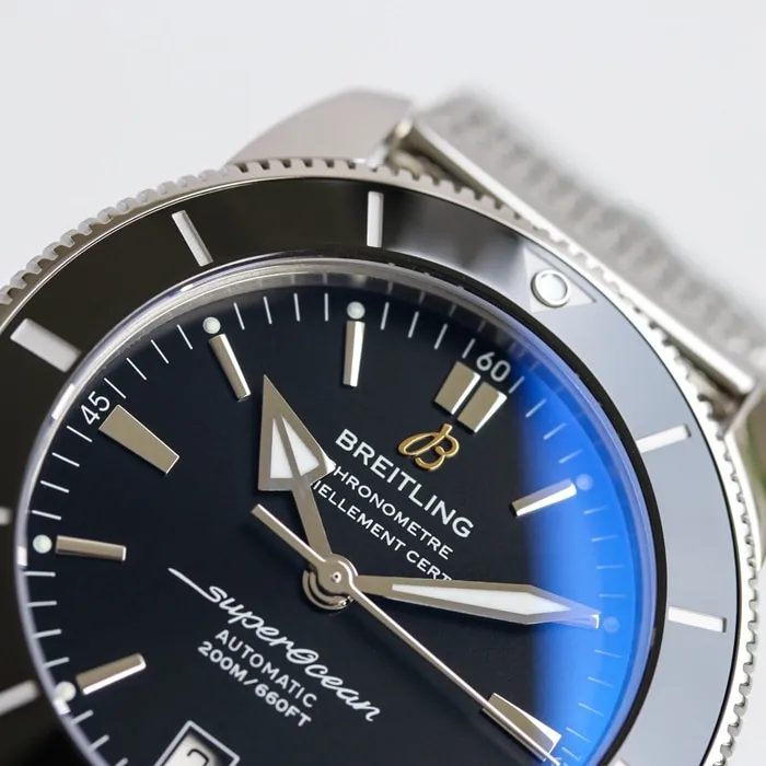 top-tier watch Breitling men's black dial super ocean culture series mechanical watch detail shots