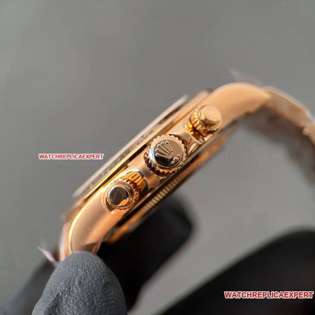 collectible watch RolexCBD factory Daytonarose gold case black dial4130front live photo