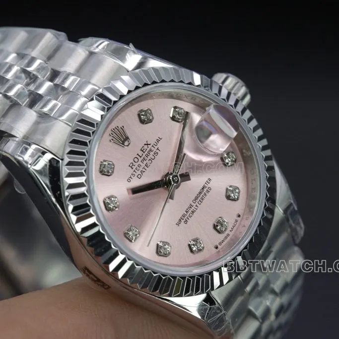 Rolex1:1top-tier watch GS log 28 pink women's model side view