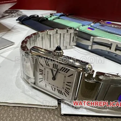 1:1replica watch tank DR factory Cartier silver white dial medium quartz steel braceletfront live photo