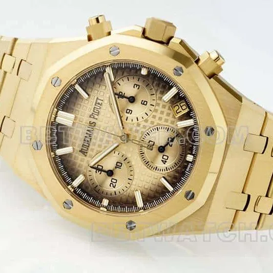 APS factory Audemars PiguetRoyal Oak1:1super smoked gold plate chronograph26240front live photo