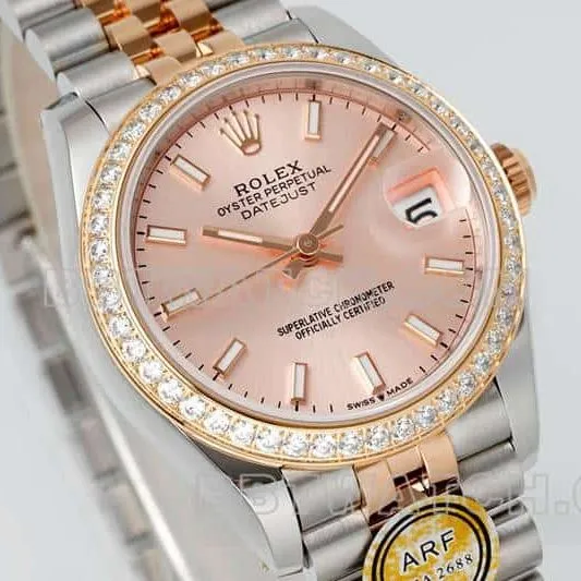 ARF FactoryRolex log super clonerose gold disc diamond bezel31mm intergold five-lattice chain link 278381front live photo