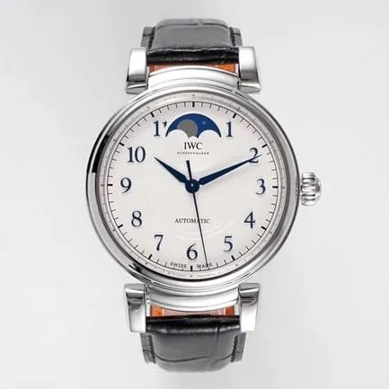 AI factory IWC top-tier hand expression Vinci classic moon phase men's black dial black belt mechanical watch front view