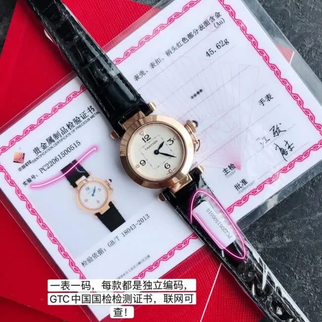 top-tiersuper cloneCartier model 1 black rose gold ladies watch side view