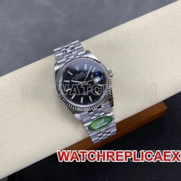 Rolextop-tier watch ARF FactoryDatejustblack dial36mmsteel bracelet caseback live photo