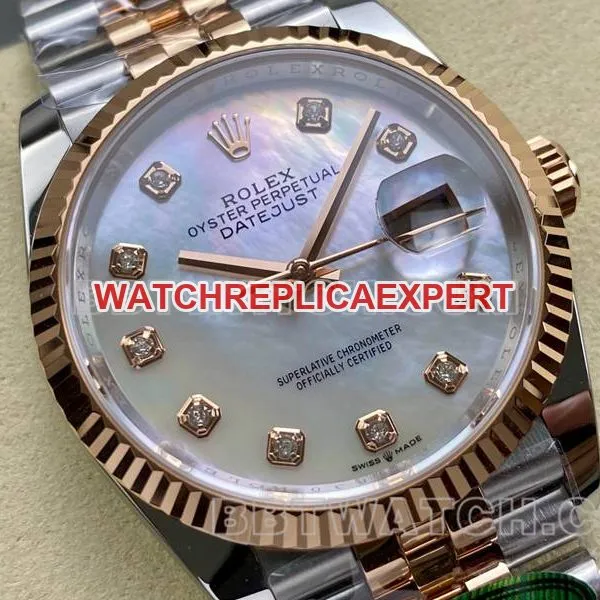 Rolextop-tier watch ARF FactoryDatejust mother-of-pearl disc 36mm rose goldsteel bracelet model front live photo