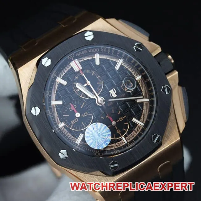 JF factory top-tier watch Audemars PiguetRoyal Oak offshore series 26401RO.OO.A002CA.02 men's black dialrubber strapautomatic movementchronograph stopwatch side view