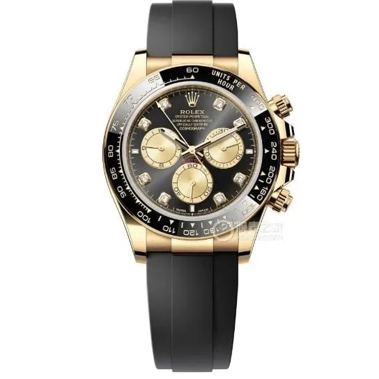 Clean factory Rolex Daytona super A imitation black plate all gold rubber models 126518 side actual photo