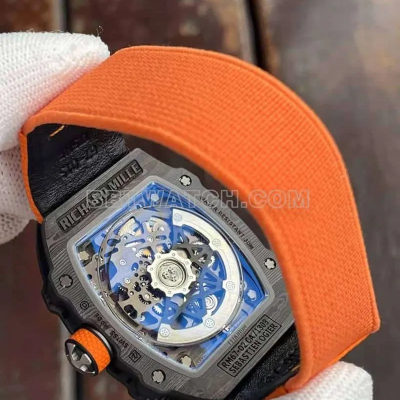 Richard Mille men's top-tier 1:1super hollow plate orange RM67-02side live photo