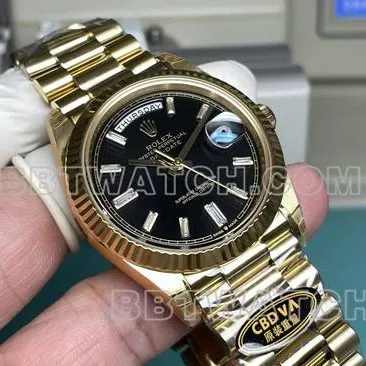 collectible watch CBD factory RolexDay-Date3255 mechanical black dial40mmfront live photo