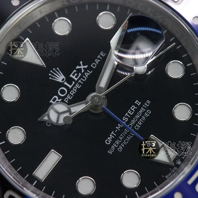 C factory Rolex men's GMT-Mastertop-tier 1:1super watch black dial Inter Milan steel bracelet model m126710blnr-0003detail shots