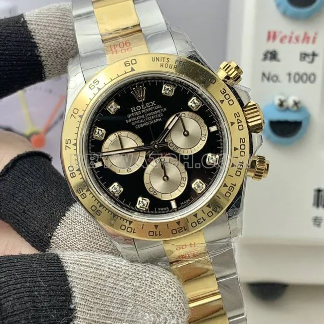 QF factory top-tier watch Rolex Daytonablack dial4131 mechanical gold bracelet wearing live photos