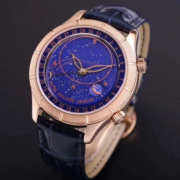 high-quality replicaPatek Philippe watch complex function starry sky series 5106R/5102/6104rose goldblue dial front view